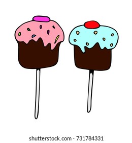 Chocolate lolly pop vector illustration. Doodle style. Design icon, print, logo, symbol, decor, textile, paper.