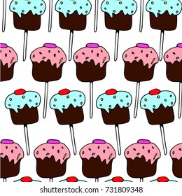 Chocolate lolly pop vector illustration. Doodle style. Design icon, print, logo, symbol, decor, textile, paper.