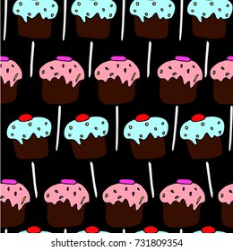Chocolate lolly pop vector illustration. Doodle style. Design icon, print, logo, symbol, decor, textile, paper.