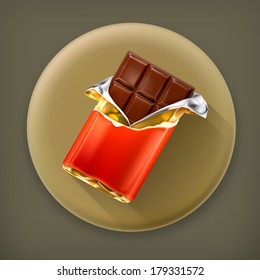 Chocolate, long shadow vector icon