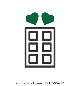 Chocolate love icon duotone green black style valentine illustration vector element and symbol perfect.