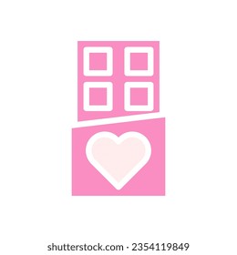 Chocolate love icon solid pink white style valentine illustration vector element and symbol perfect.