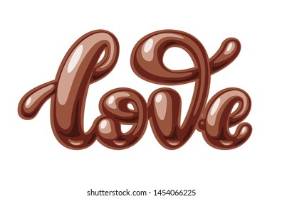 Chocolate Love word isolated on white background. Vector lettering. RGB. Global colors