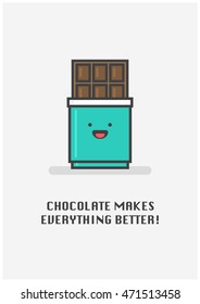 Chocolate Makes Everything Better! (Line Art Vector Illustration in Flat Style Design)