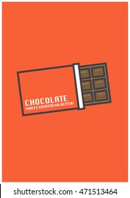 Chocolate Makes Everything Better! (Line Art Vector Illustration in Flat Style Design)