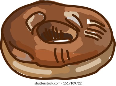 Chocolate maple donut, illustration, vector on white background.