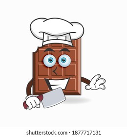 The Chocolate mascot character becomes a chef. vector illustration