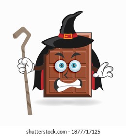 The Chocolate mascot character becomes a magician. vector illustration
