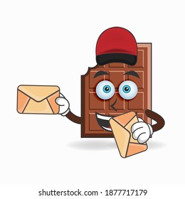 The Chocolate mascot character becomes a mail deliverer. vector illustration