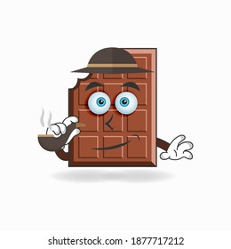 Chocolate mascot character smoking. vector illustration