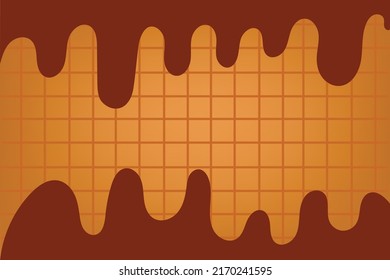 Chocolate melt background on a soft brown waffle