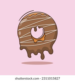 Chocolate melted donut vector illustration. Cartoon donut illustration with isolated layer inside.