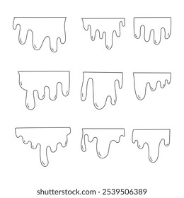 Chocolate melted line icon collection. outline style elements. isolated illustration