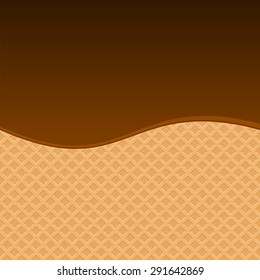 Chocolate Melted on Wafer Background