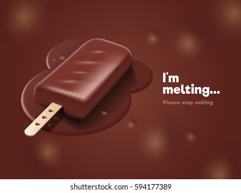 Chocolate melting ice cream with 3d effect