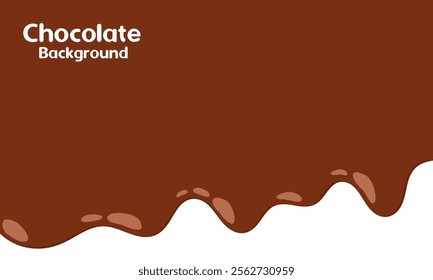 chocolate melting on white background. flowing elegant dark chocolate. wavy liquid chocolate text space background for banner or packaging design. fluid chocolate background.