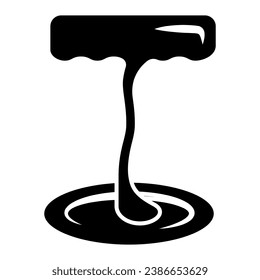Chocolate melts and drips solid icon, Chocolate festival concept, manufacturing dark chocolate sign on white background, Melted cocoa cream icon in glyph style for mobile. Vector graphics