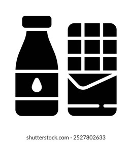 Chocolate with milk bottle denoting concept icon of dairy products