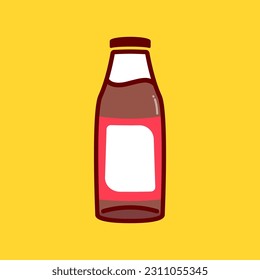 Chocolate Milk Bottle. Vector Illustration. Icon cartoon vector. Vegetable milk. Vegetarian drink
