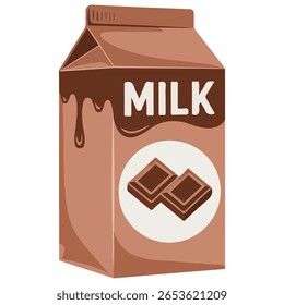 Ilustração isolada do vetor da bebida da caixa de leite do chocolate no fundo branco