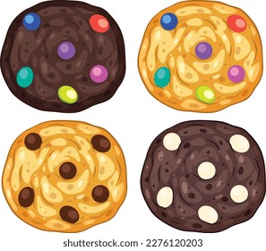 Chocolate and milk cookies collection illustration