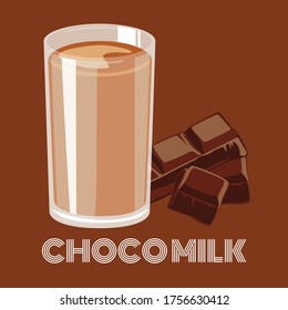 chocolate milk drink in glass cup