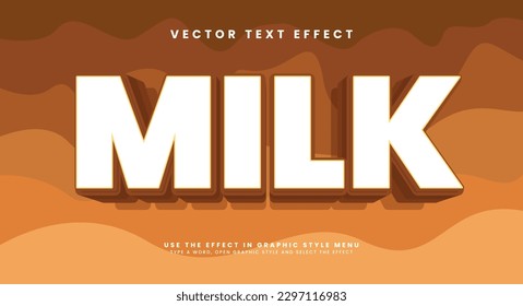 Chocolate milk editable text style effect. Vector text effect.
