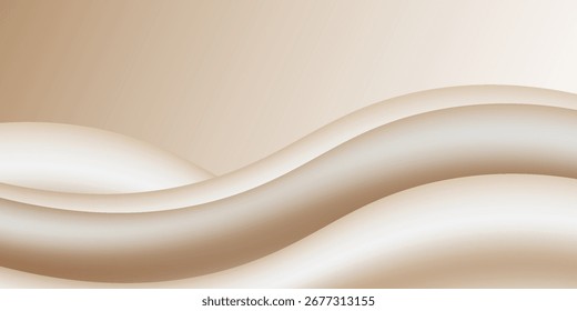 Chocolate with milk fluid splash texture. Cocoa or coffee cream sweet food delicious background. Modern gold and brown waves design.

