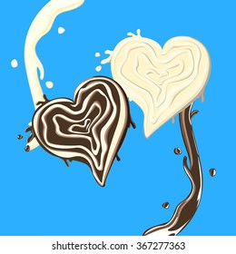 Chocolate milk in heart shape 