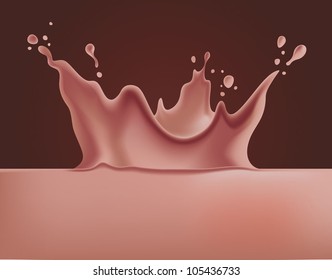 chocolate milk, hot chocolate or milkshake splash vector illustration on dark brown background - created with mesh tool