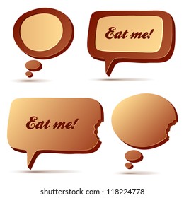 Chocolate and milk isolated shaded talking and thinking bubbles