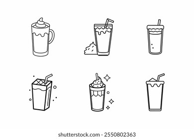 chocolate milk line art icon vector illustration design milk glass outline