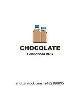 Vector de diseño de logotipo de leche de chocolate aislado sobre fondo blanco