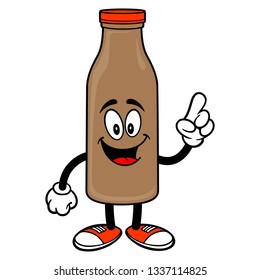 Chocolate Milk Mascot Pointing - A vector cartoon illustration of a Chocolate Milk Mascot pointing.