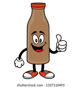 Chocolate Milk Mascot with Thumbs Up - A vector cartoon illustration of a Chocolate Milk Mascot holding a Thumbs Up.