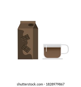 The chocolate milk on white background.