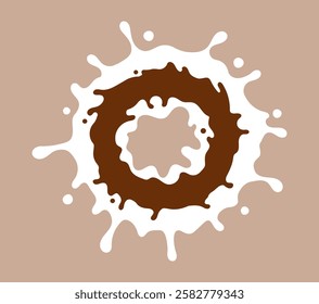 chocolate and milk splash, melted choco brown and milkshake simple shape, cocoa milk waves, dark chocolate milk splashes for advertising dairy cacao products