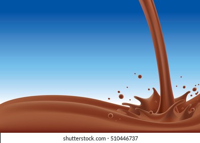 Chocolate milk splash on a blue background.