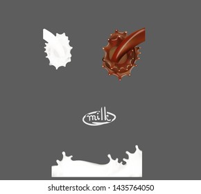 chocolate and milk splash splash vector realistic 3d illustration