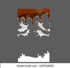 chocolate and milk splash splash vector realistic 3d illustration