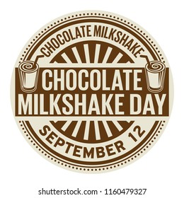 Chocolate Milkshake Day, September 12, rubber stamp, vector Illustration