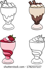 Chocolate milkshake and strawberry milkshake.