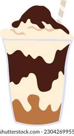 Chocolate milkshake vector. Summer cold drink