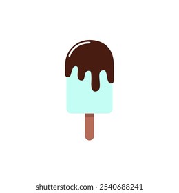 Chocolate mint ice cream popsicle isolated on white background, Simply vector illustration design