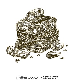Chocolate mix. Sketch. Vintage style. Vector illustration.