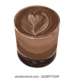 Chocolate mocha latte art cafe drink dessert