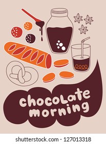 chocolate morning card design. vector illustration