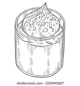 chocolate mousse dessert snack isolated doodle hand drawn sketch with outline style vector illustration