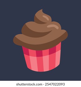 chocolate muffin cake in flat vector design.