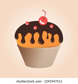 chocolate muffin with cherry